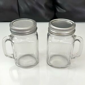 Set of 2 Mason Glass Jars With Handle & Lid, 16oz. each